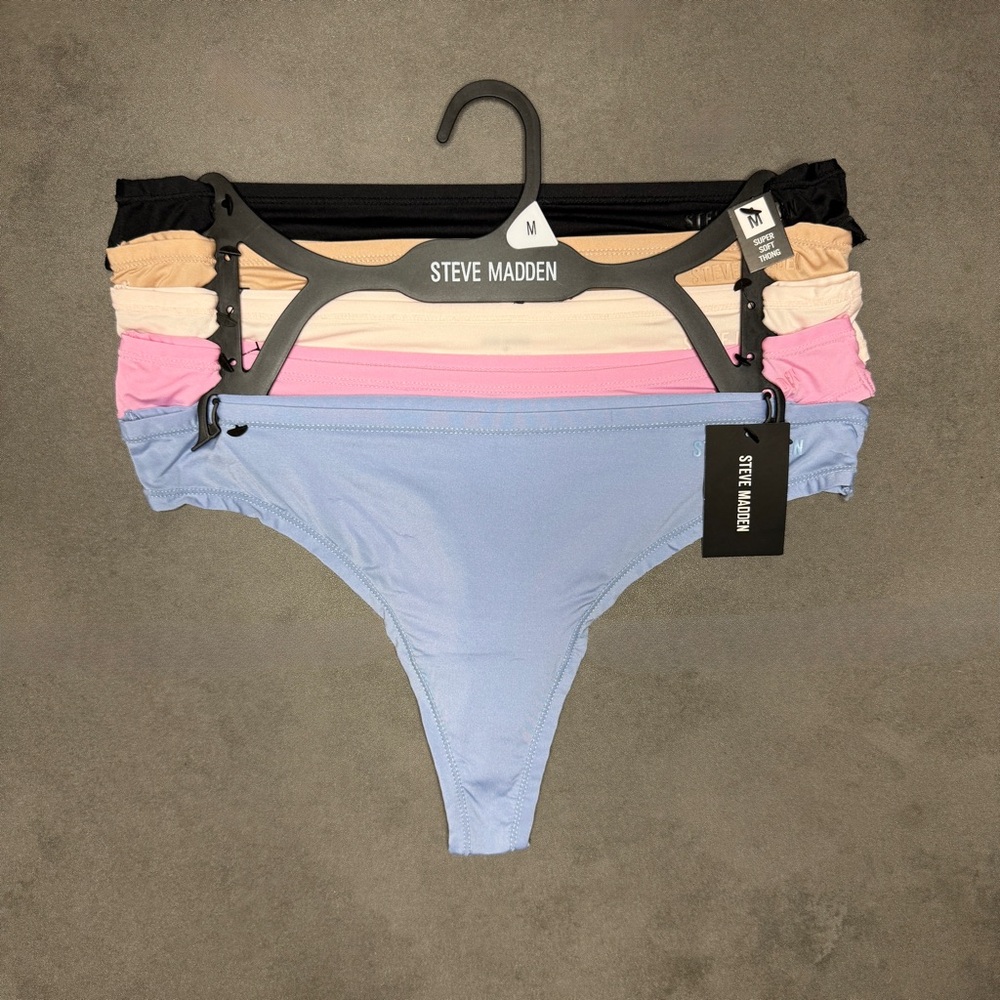 Steve Madden Women's Super Soft Thong‎ Set of 5